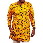 product_image_name-Generic-Star Print Kitengi Men's Shirt - Yellow-2