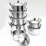 product_image_name-Generic-7 Piece Heavy Stainless Steel Saucepans/Cookware - Silver-3