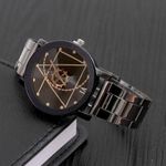 product_image_name-Fashion-Men's watch gear pattern stainless steel strap - Black-5