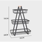 product_image_name-Generic-3 Tier Portable Fruit Basket Stand Vegetable Bread & Snacks Detachable Metal Rectangle Basket With Wooden Handle Modern for Kitchen Decoration- Black-4