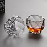 product_image_name-Generic-6 Piece Crystal Rum Whiskey Glasses Set Bar Glass For Drinking Bourbon Whisky Scotch Cocktails Cognac Old Fashioned Cocktail Tumblers (16 Crystal Rocks Whiskey Glass Bowl 350 ML- Clear-1