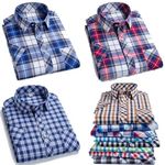 4 Pieces Of  Finest Men's SHORT Sleeve Checked Shirts Multi Designer- Multicolor