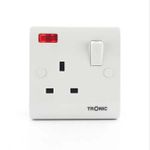 product_image_name-Generic-Tronic Single Socket Electrical Switched Power Plug Wall Socket with LED Indicator, PC Wall Plate Outlet, 13A With Neon-White-1