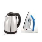 product_image_name-Generic-Steam Flat Iron & Electric Kettle Percolator 2 Litres - Silver, White-1