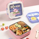 product_image_name-Generic-Stainless Steel Bento Box for Kids & Adults – Cute Cartoon 2-Layer Lunch BoxFood Container With Lid Snack Box with Sauce Cup and Spoon BPA-Free, 3-Compartment Square Snack Container with Handle for School, Office, or Travel -4