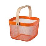product_image_name-Generic-Square Metal Mesh Fruit Basket Shopping Wooden Handle Storage Bin- Multi-colour.-5