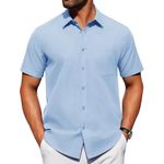 product_image_name-Fashion-Alimens & Gentle Men's Short Sleeve Dress Shirts Wrinkle Free Untucked Casual Button Down Shirt-1