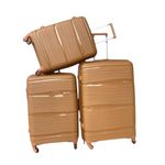 3 Piece Luggage Travel Suitcase-Brown