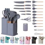 product_image_name-Generic-19pcs Kitchen Utensils And Knife Silicone Set - Multcolour-1