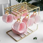 product_image_name-Generic-6 Tea Coffee Cups Saucers Stand Rack Organizer Gift Set- Gold Without Cups -1