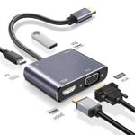 product_image_name-Generic-4 in 1 USB-C Hub with HDMI 4K, VGA, USB 3.0 & PD Charging – Type-C Docking Station for Laptop, MacBook, Phone - USB C to HDMI VGA Adapter-1