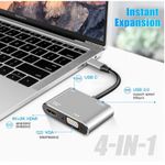 product_image_name-Generic-4 in 1 USB-C Hub with HDMI 4K, VGA, USB 3.0 & PD Charging – Type-C Docking Station for Laptop, MacBook, Phone - USB C to HDMI VGA Adapter-4
