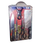 6Pc Knife Set With Chopping Board - Knives May Vary - Black/Silver