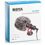 product_image_name-Boya-By Mm1 Universal Cardiod Shotgun Microphone For Smartphone Pad And Pc With Phone Clip Windsheild Shock Mount - Black-1