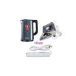 product_image_name-Hoffmans-Pack Of Original 2.5Ltrs Electric Tea Kettle For Boiling Water Stainless Steel Double Wall Hot Water Boiler With Automatic Shut Off & Boil-Dry Protection Plus A Flat Iron With Non Stick Coating Soleplate And A FREE 4Way Extension Cable- Multicolor-1