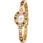 product_image_name-Fashion-Elegant Oval Dial Quartz Bracelet Watch with Rainbow Accents-1