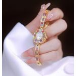 product_image_name-Fashion-Elegant Oval Dial Quartz Bracelet Watch with Rainbow Accents-3