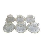 Elegant Glass Teacup and Saucer Set (6 Pieces)
