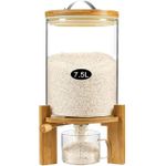 product_image_name-Generic-7.5L Glass Cereal Dispenser Flour Food Storage Rice Container Countertop Moisture and Dustproof Sealed Travel Bucket with Spout Measuring Cup Sugar Flour Containers with Lids And Valve Airtight Automatic Rice Container for Kitchen Pantry Organization -1