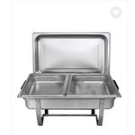 Stainless Steel Chafing Dish Set, Buffet Silver Catering Warmer Set, Rectangular Chafing Dish Set, for Buffet Catering Kitchen Parties (Size: Double Grid) (Single Grid)