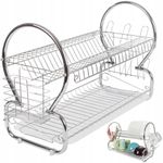 product_image_name-Generic-2 Tier Steel Plate Dish Drying Draining Rack Storage Organizer, Silver.-8