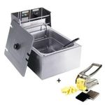product_image_name-Pixel-6 Ltr/ 6l / 6 liters Commercial Deep Fryer + Potato Chipper - Silver-1