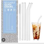 product_image_name-Generic-Glass Straw with Straw Cleaning Brush 4 Glass Straws Transparent & 1 Cleaner Clear Reusable Straw Glass, Elegant Alternate to Stainless Steel Straws for Drinking Juice, Smoothie by The Tea Trove- Clear-1