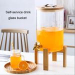 product_image_name-Generic-10 Liters Glass Beverage Juice Drinks Dispenser With Wooden Stand  Tap And Cover For Serving At Parties Bars-Transparent-2