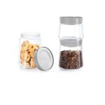 product_image_name-Luminarc-1 Litre Glass Food Jar Tin Swing Storage Container - Grey-2