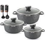 product_image_name-Life Smile-8 pieces Cookware set Induction Base Granite Non Stick Coating 100% PFOA FREE Casserole Pot Set And Silicone Utensils -Multicolor-2