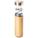 product_image_name-Generic-Double Wall Stainless Steel Bamboo Insulating Vacuum Flask With Additional Tea Infuser, 480ml- Brown.-3
