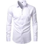 product_image_name-Generic-Best Shirts for Men Mens White Dress Shirts Slim Fit Wrinkle Free Casual Shirt Chemise Elastic Wedding Working Shirt-4