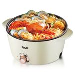 product_image_name-RAF-Portable Multi-functional 5L+7L Temperature Control 1300W Non-Stick Electric Hot Pot-White & Brown.-2