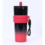 Stainless Steel Insulated Water Bottle - 304 Food Grade, Leak-Proof, Portable with Straw, Keeps Drinks Hot & Cold, Perfect for Outdoor Sports, Unisex - Red, Black.