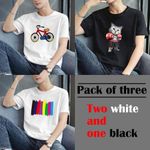 product_image_name-Yixin-3 PCS/Sets Tshirt T-shirt  Wear Men Suit Men Coat Short Sleeve Two White And One Black-1