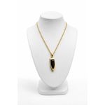 Neuron Necklace Gold-Tone Black Stone Bar Pendant