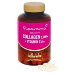 Superdrug Collagen 3000mg & Vitamin C 30mg Food Supplement. 90 tablets, 3 a day. Vitamin C contributes to normal collagen formation.