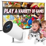 product_image_name-Geek-Game Projector Built-In 20,000+ Retro Games With 2* Wireless Controller Joystick Auto Keystone Correction Full Hd 2.4 5G Wifi Bt 5.0 130 Inch Screen 180 Degree Flip Android 11.0 Support-5
