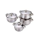  8 Piece Stainless Steel Saucepans Cookware Pots, Silver.