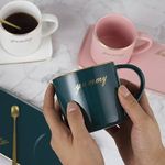 product_image_name-Generic-Ceramic Coffee Cup Tumbler Tray Cappuccino Cup Saucer Set Side Style Tea Water Ware Set Mugs With Spoon Gift Set For Office- Multicolored-6