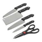 product_image_name-Generic-7-Piece Essential Kitchen Combo Set - Wooden Cutting Board, Knife Set, Scissors & Stainless Steel Grater-2