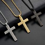 product_image_name-Neuron Necklace-Necklace This is a black stainless steel cross pendant with a box chain.-1