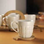 product_image_name-Generic-13 Pcs Porcelain Coffee & Tea Cup Set With Bamboo Saucers & Stand- White.-4