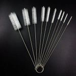 Nylon Cleaning Brushes - Nylon Cleaning Brush Set Test Tube Bottle Straw Washing Cleaner Bristle Kit- White.