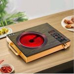 Hoffmans Infrared Single hot plate Cooker With Timer - Gold, Black