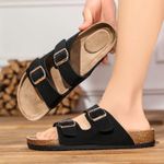 product_image_name-Fashion-Unisex Birkenstock-Style Cork Sandals - Double Buckle Adjustable Straps - Comfortable Casual Slides for Men & Women-1