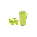 4 Piece Melamine Juice Tumbler Cups And 1Piece Jug Water Set-Green. .