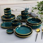 product_image_name-Generic-32Pcs Microwave Ceramic Pates Bowls Spoons Restaurant Dinnerware Gift Set Porcelain With Gold Rim Box For 8-4