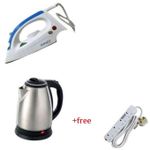 product_image_name-Generic-Scarlett Flat Iron & Electric Kettle Percolator 2 Liters Plus A Free 4 Way Extension - Silver, White-1