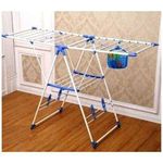 Medium Steel Telescopic Clothes Rack, Dryer. Drying, Rod, Hanger - White, Blue
